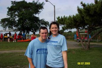 An athlete and his volunteer